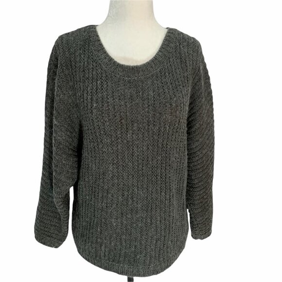 𝅺joie Grey Cable Chunky Knit Wool Batwing Oversized Sweater Size S - Picture 2 of 9